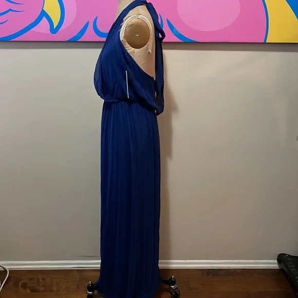 Alice + Olivia Blue Halter Neck Gown Long Dress - coffeafoods.com